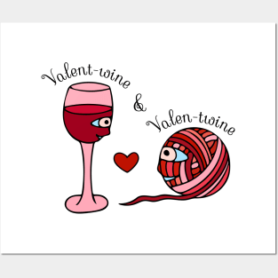 Valent-wine and Valen-twine Posters and Art